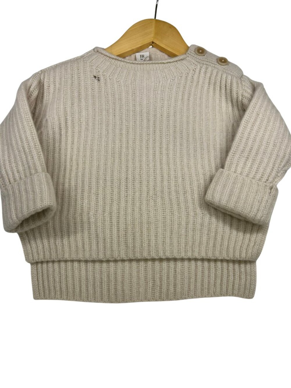 12-18M Baby Cream Chunky Knit Cable Cashmere Sweater